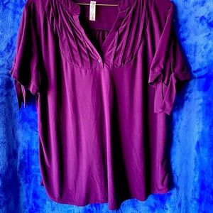 Royal purple short sleeved rayon Blouse XL
